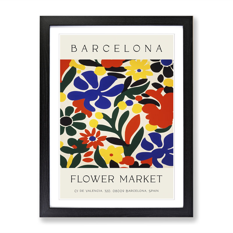 Flower Market Exhibition Barcelona No.2 - Single Picture Frame Print on Wood, 46cm H x 34cm W x 2cm D