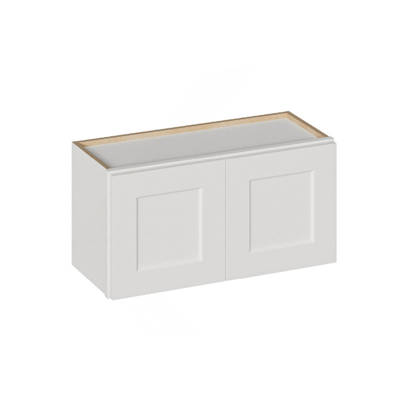 Solid Wood Shaker Short Wall Cabinet – 30"W X 12"D X 18"H, Painted White, Ready-To-Assemble (RTA) Kitchen Cabinet