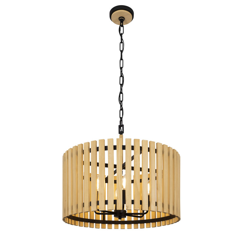 Suratto Pendant - 24"W x 19"H - Matte Black/Honey Blonde, Matte Black/Honey Blonde