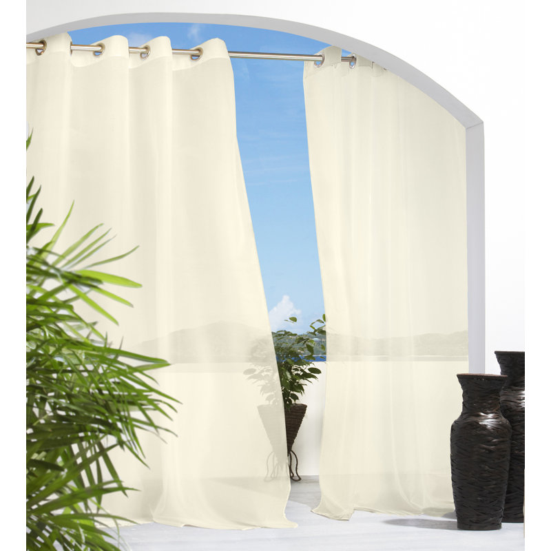 Panneaux de rideaux simples d'extérieur semi-transparents avec œillets Jarold, l 54 po x L 96 po, Ivoire
