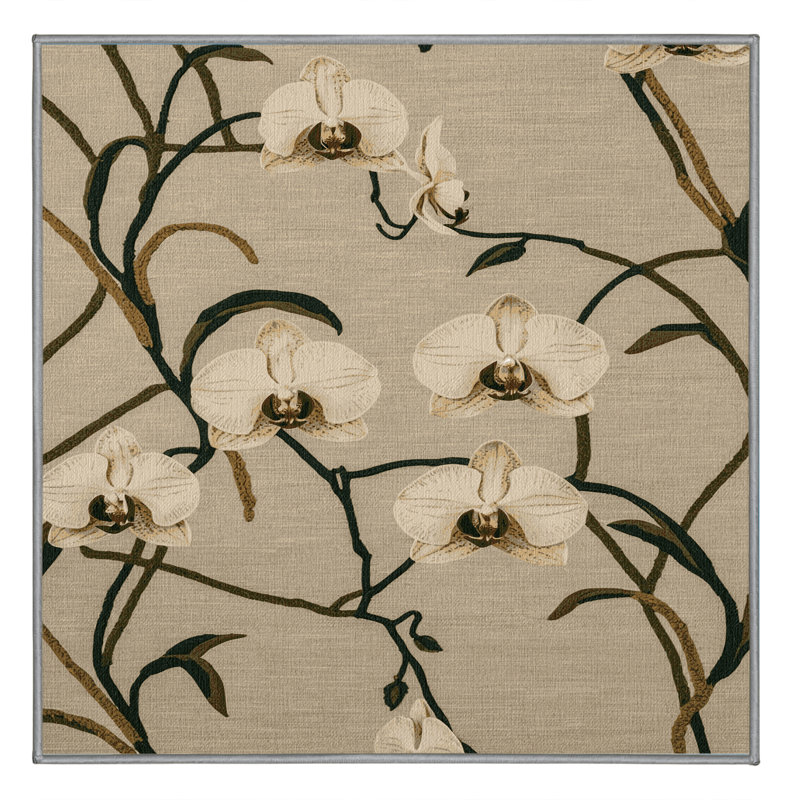 Tapis botanique brun lavable à la machine, Carré 6 pi