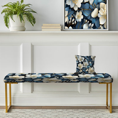 Banc floral rembourré or