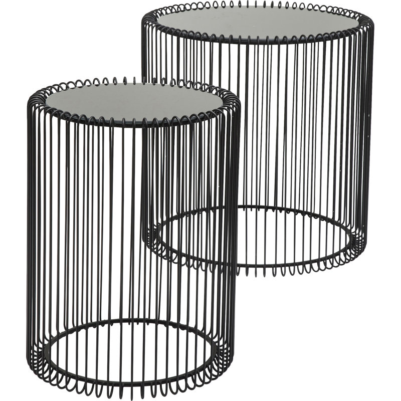 , 1 Wire 2 Piece Coffee Table Set, Black