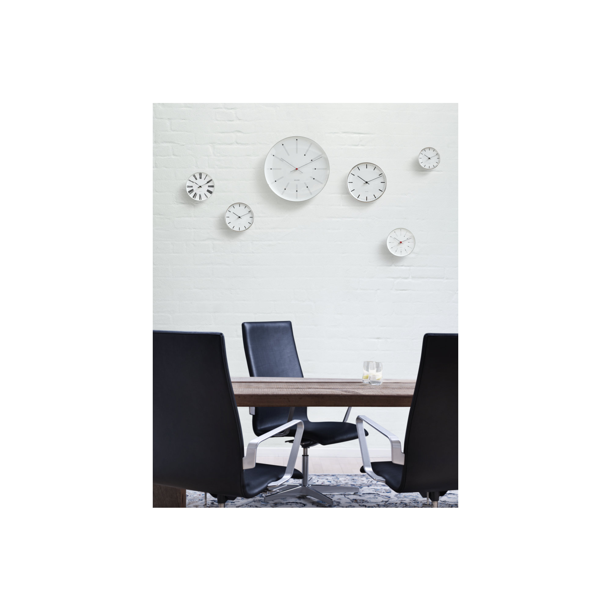 Bankers Metal Wall Clock, Extra Large, White/Black/Red