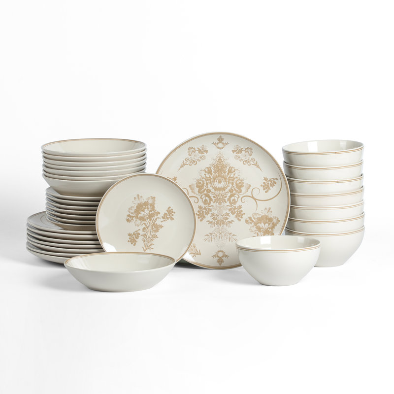 Stone Lain Opal 32-Piece Dinnerware Set Stoneware, Beige