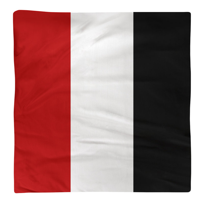 Striped Square Napkin, 22" H x 22" W x 0.25" D, Scarlet/White/Black, Cotton Twill