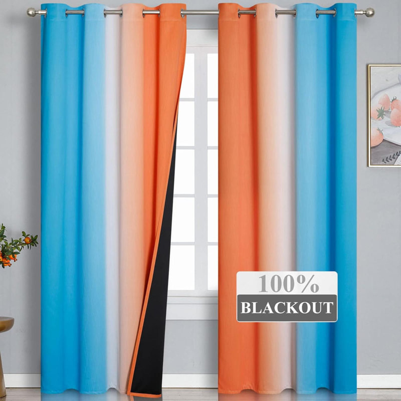 Rideaux pour salon Rideaux obscurcissant dégradés pour chambre à coucher, Orange; bleu