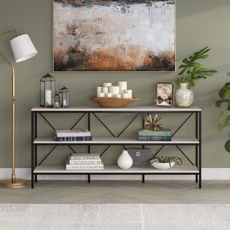Kira Console Table, Alder White, 30" H x 64" W x 11.75" D