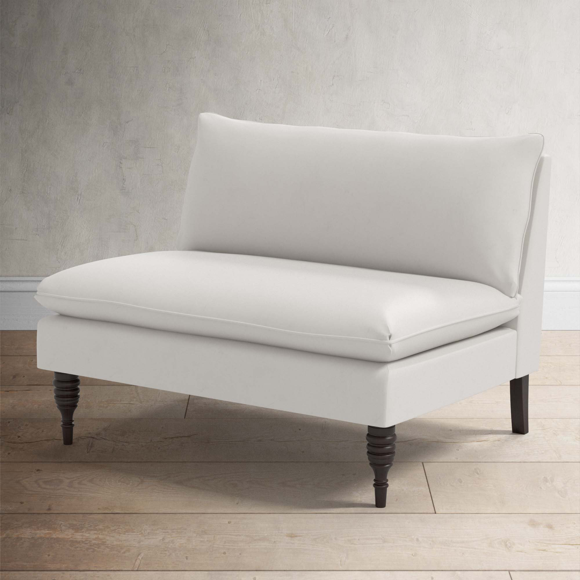 Varick 47'' Upholstered Settee, Bella Light Gray Performance Velvet