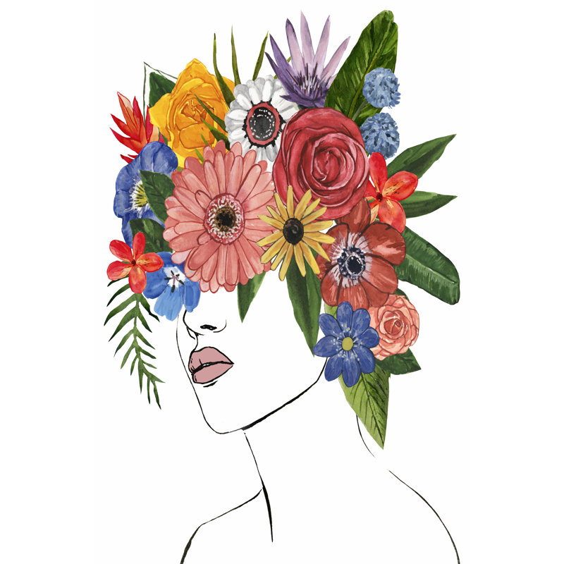 Flower Lady II by Annie Warren - Painting Print, 91cm H x 61cm W, Black Floater Framed