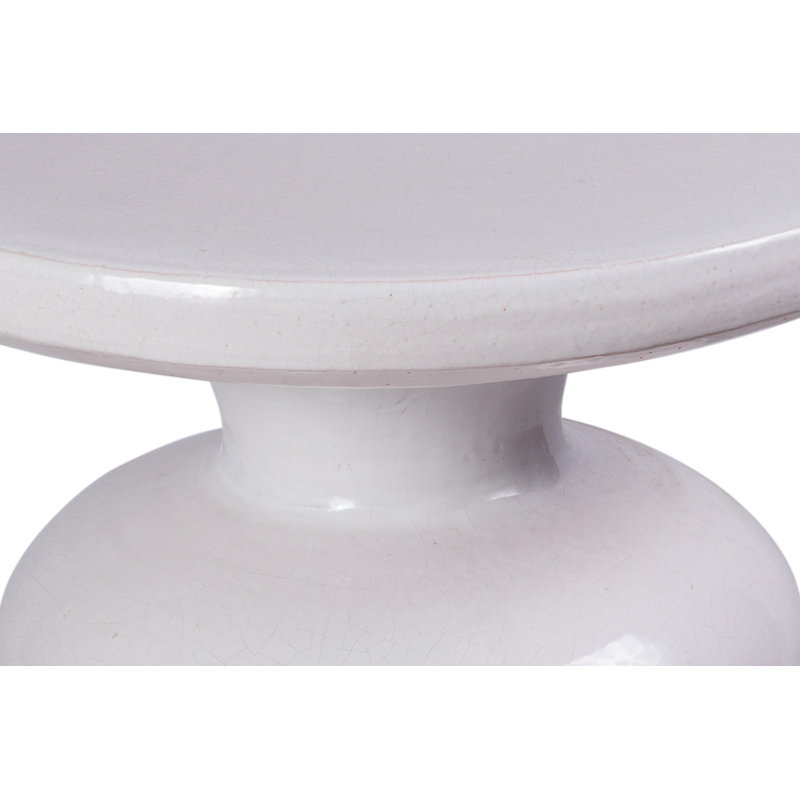 Bottle Outdoor Round Side Table, Linen Semi Gloss
