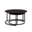 Ensemble de 2 tables basses gigognes modernes, table d'appoint en similicuir avec base en métal pour le salon-1114483607-1114483605