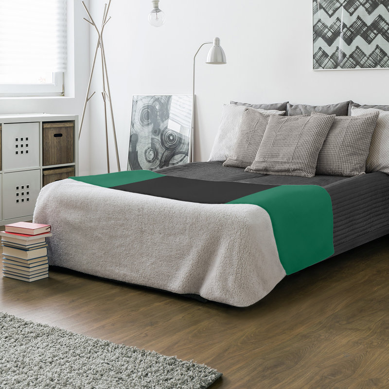 Quilted Throw Blanket, 60" x 80", Victory Green/Black/Victory Green, Mink Touch