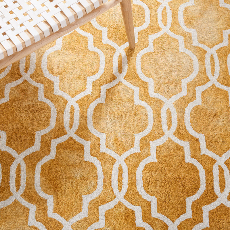 Dip Dye Hand Tufted Wool Geometric Rug, Runner 2'3" x 8'