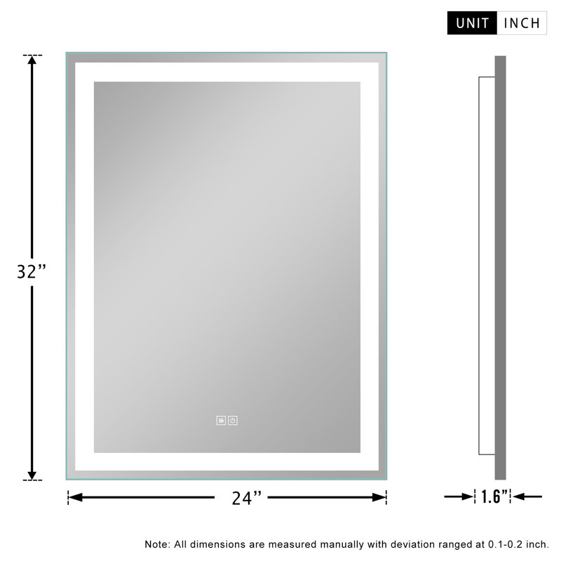 Tess Wood Flat Wall Mirror, 32" x 24"