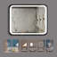 Miroir de salle de bain pour salle de bain à DEL avec fond de panier, lumière intense, intensité variable, contrôle de l'interrupteur mural, antibuée, IRC 95 réglable 3000K-4500K-6000K, économie d'énergie IP54-1653891075
