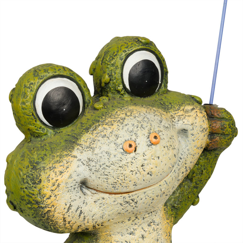 27"H Smiling Frog with Purple Umbrella Statue
