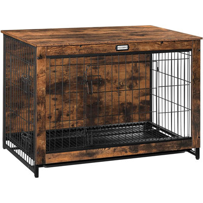 Mobilier pour cage de chien, chenil décoratif pour chien, meuble pour animaux de compagnie en bois avec plateau coulissant, utilisation à la maison et à l'intérieur, table de bout moderne à deux portes pour chien de petite / moyenne taille, résistan