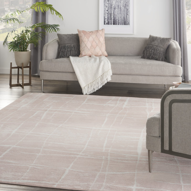 Tapis moderne rose, Rectangle 8 pi 4 po x 11 pi 6 po