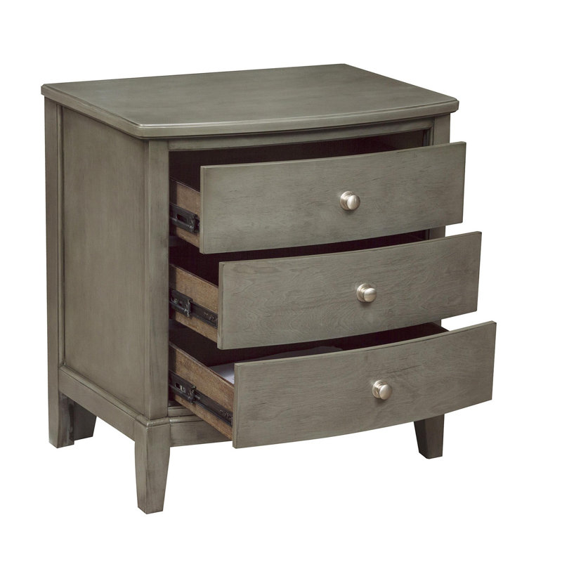 Table de chevet 3 tiroirs Ping, Gris