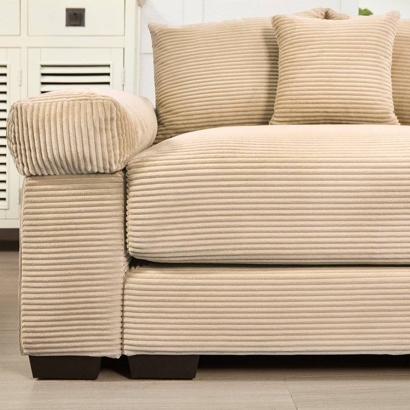 Aveline 5-Person Soft Modern Oversized Deep Seating Corduroy Upholstered Living Room Set with 3-Seater Sofa And Matching Loveseat
