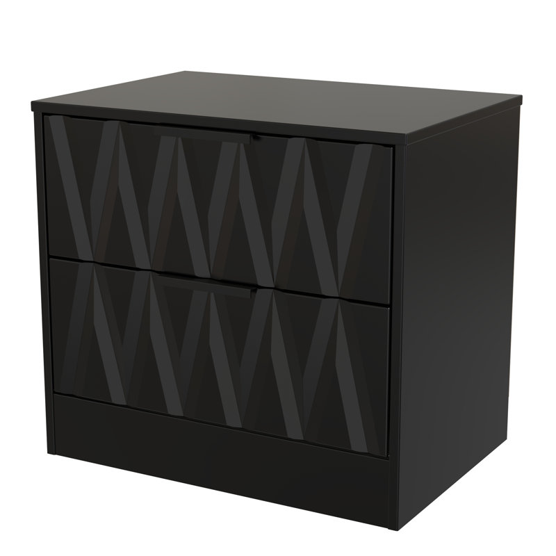 Besmir 58cm W Manufactured Wood Bedside Table, Deep Black/Black Matt