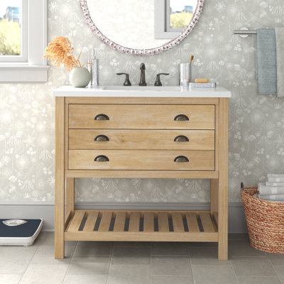 Grigg 37'' Single Bathroom Vanity with Cultured Marble Top