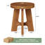 Table d'appoint ronde rustique en bois massif, table de bout de style campagnard pour le salon ou la chambre à coucher, petite table de chevet brune-2131496155