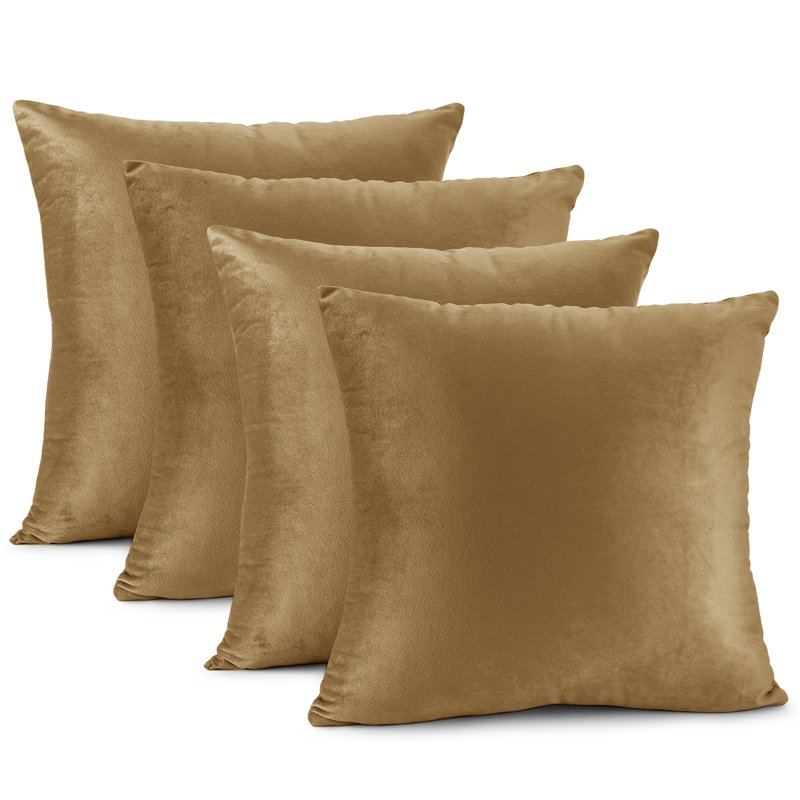 Velvet Reversible Pillow Cover, 20"H x 20"W, Mocha Light Brown