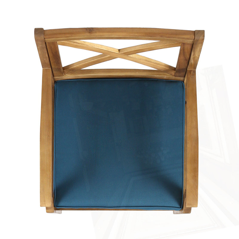 Set Of 2 Acacia Wood Patio Chair, Blue