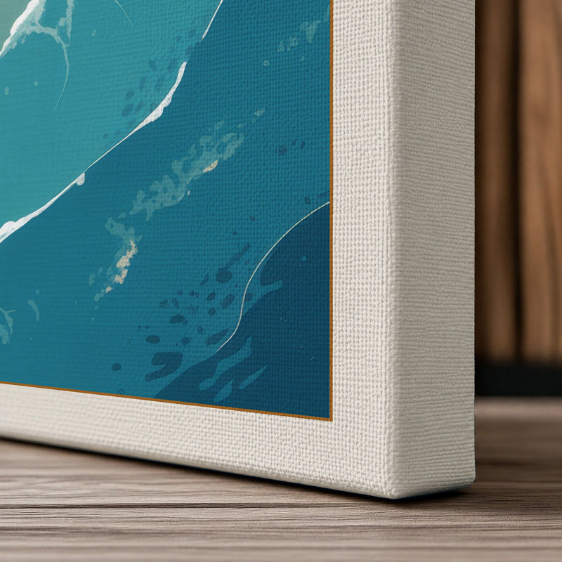 Cocoa Beach Coastal - Wrapped Canvas, 36x24 - 91.4 x 61.0 cm, Cream Border
