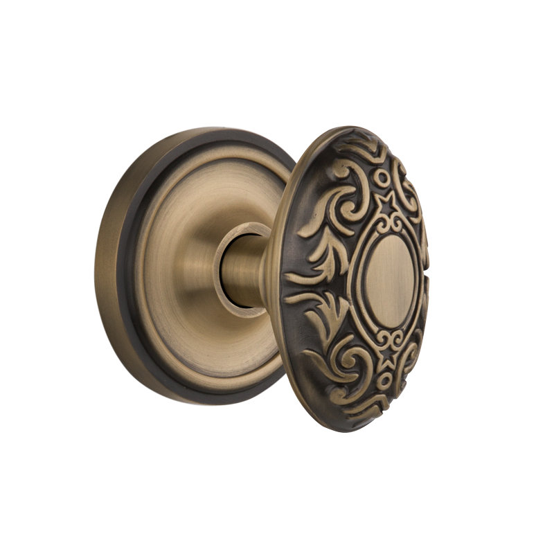 Rosette classique avec bouton de porte victorien, Laiton antique