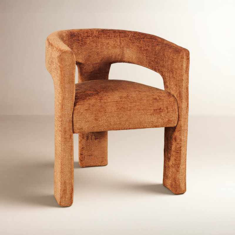 Darlington Chenille Upholstered Dining Arm Chair, Gwen Rust Microsuede