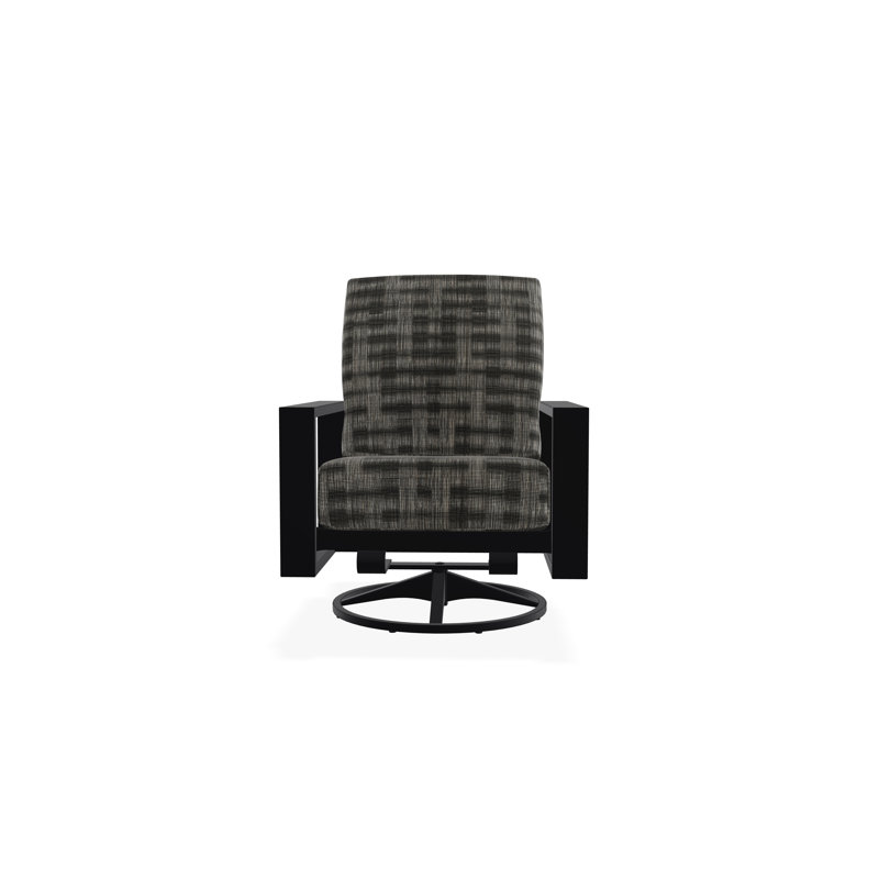 Larssen Deep Seating Cushion Swivel Rocker, Black, Illusion Plaid Onyx
