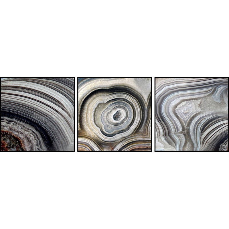 Gray and Beige Abstract Canvas Triptych Wall Art