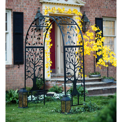 Metal Arched Garden Arbor With Tree Of Life Design