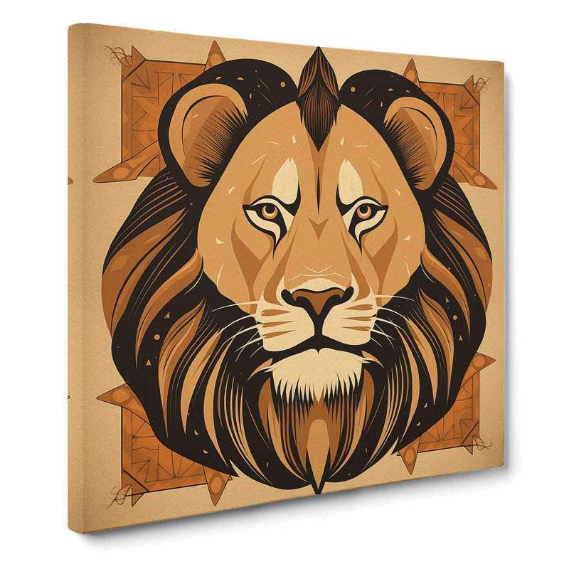 Lion Mid-Century - Wrapped Canvas, 50cm H x 50cm W x 3cm D