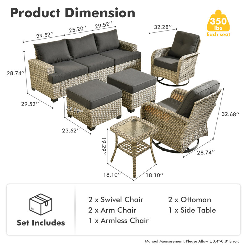 
Burcin Outdoor Rocking Chair 8-piece Set, Black, No