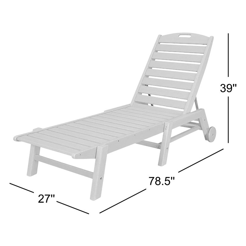 Chaise longue à roulettes Lakeside POLYWOOD, Blanc