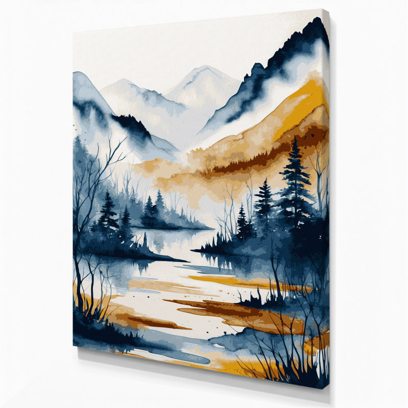 «Watercolor Landscape 36», art mural sur toile grise, H 20 po x l 30 po