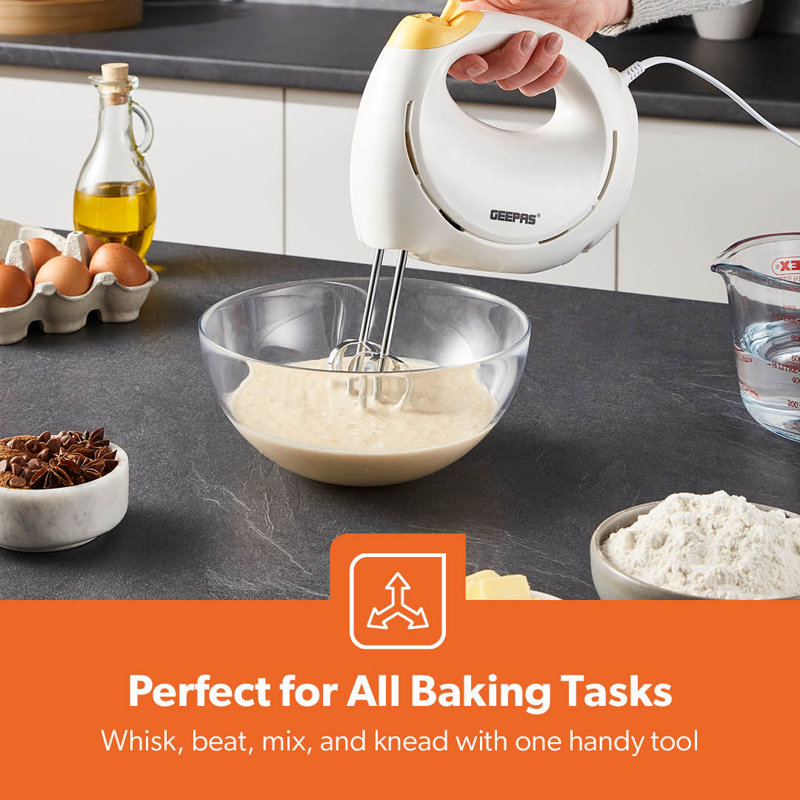 Geepas 150W Hand Mixer - Electric Whisk, Handheld Food Collection Cake Mixer