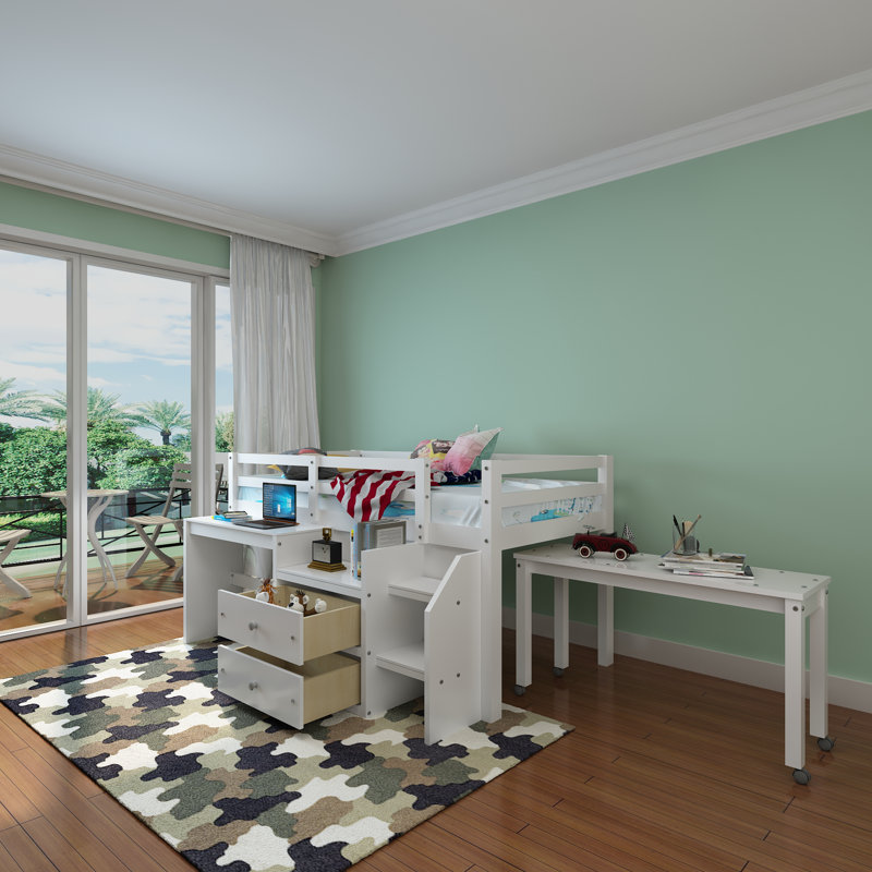 Lit mezzanine pour enfants Henli, Simple, Blanc