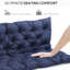 Coussins Tie-On bleu foncé pour 3 bancs de patio et 3 coussins rembourrés, rembourrés et rembourrés