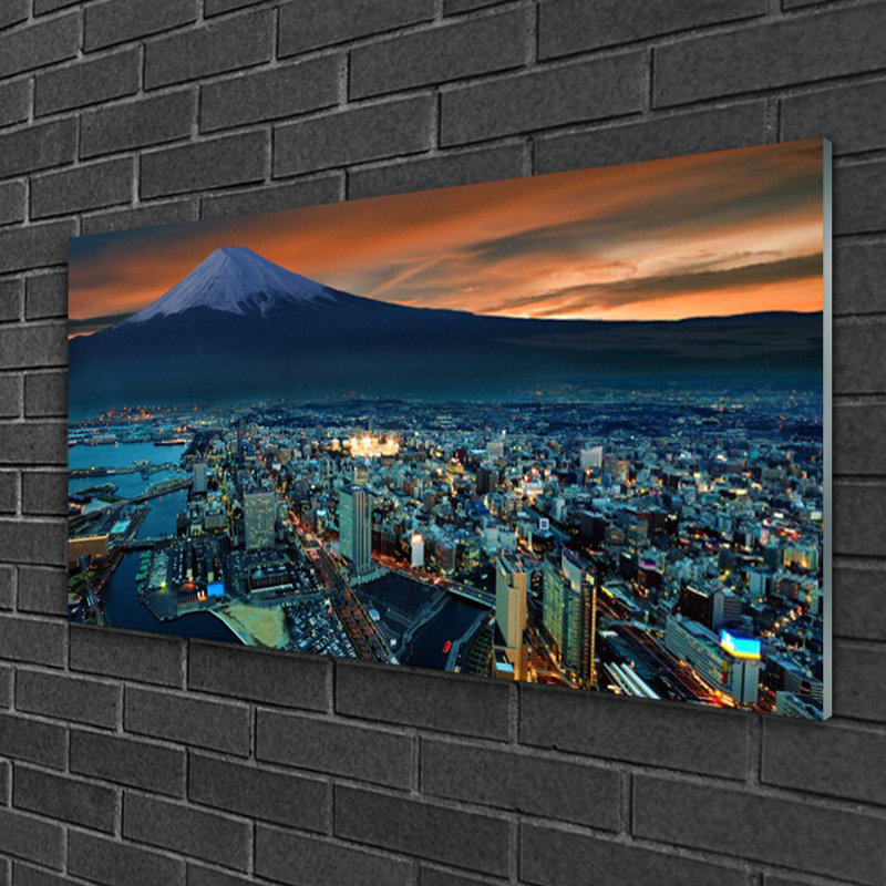 City Mountains Houses - No Frame Print on Glass