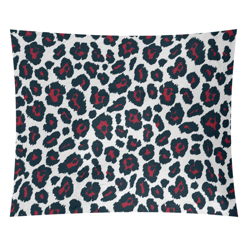Tapisserie en microfibre de football, Blanc/noir/rouge, H 88 po x l 104 po