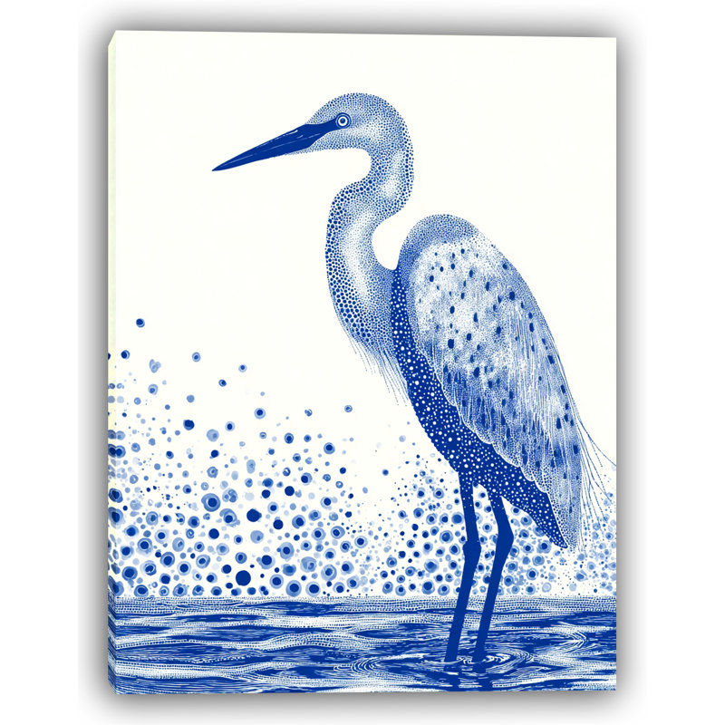 Art indigo sur toile tendue, H 48 po x l 32 po