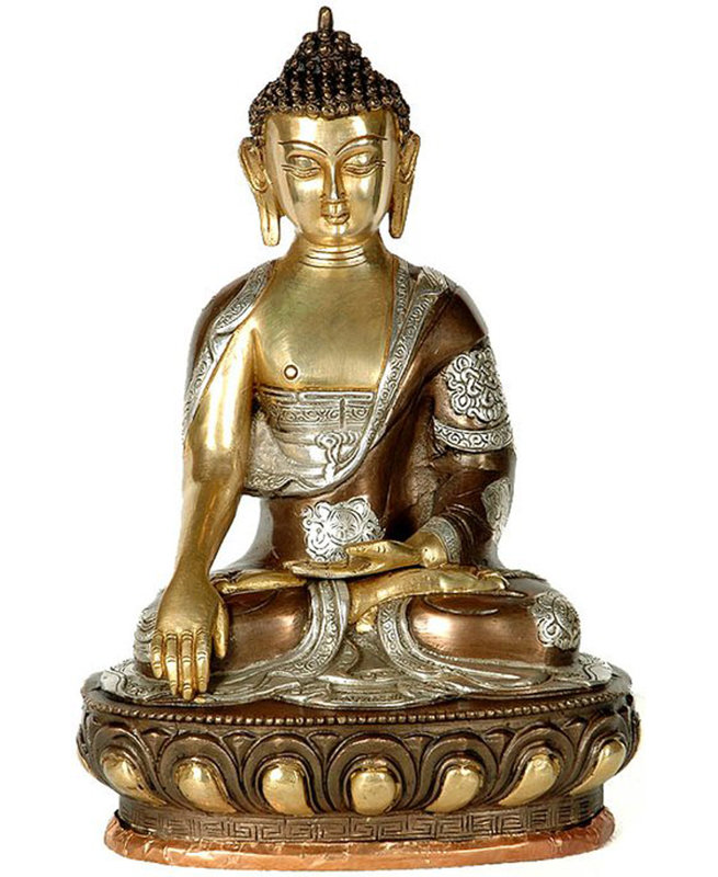 Statue de bouddha, Brun / or / argent