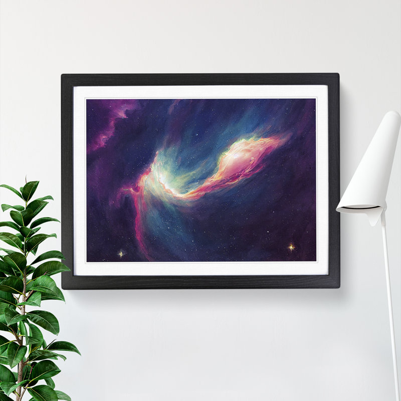 Cosmos In Watercolour Vol.3 - Single Picture Frame Painting, Black, 25cm H x 34cm W x 2cm D