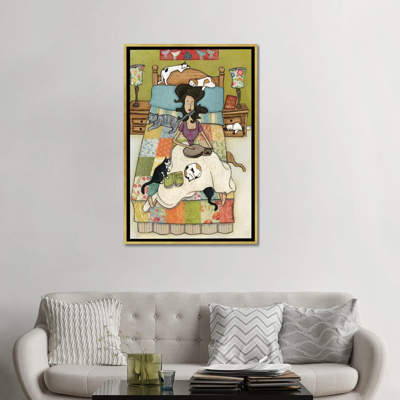 « Rescue kitties » par Jamie Morath-impression, H 48 po x l 32 po x P 1,5 po, Pas de tapis, Toile encadrée d'or
