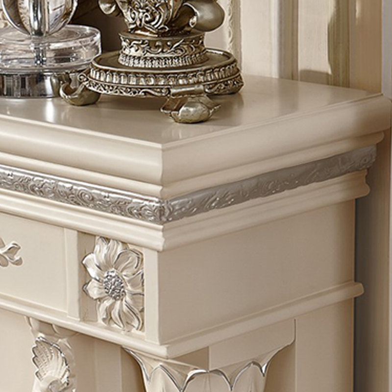 Modern vintage carved fireplace, White, 47.24" H x 59.05" W x 12.59" D